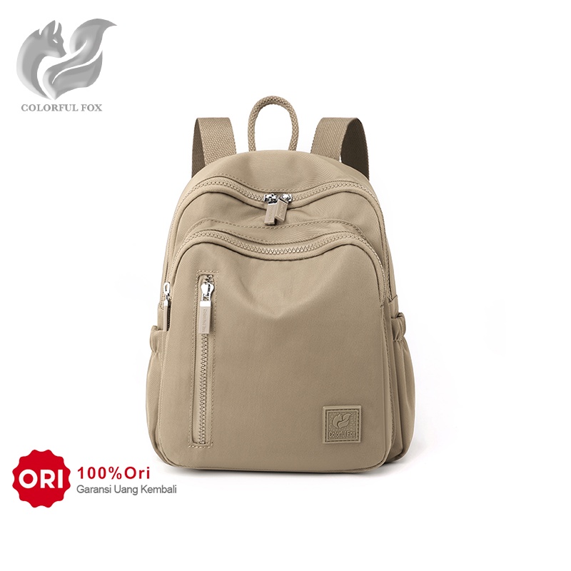 COLORFUL FOX 0482 Tas Ransel Wanita Backpack Wanita Remaja Tas Anti Air WATCHKITE BAEOS-Wheat Brown