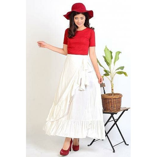 ROK PANJANG WANITA PUTIH / ROK PANJANG MUSLIM / ROK ZARA PUTIH