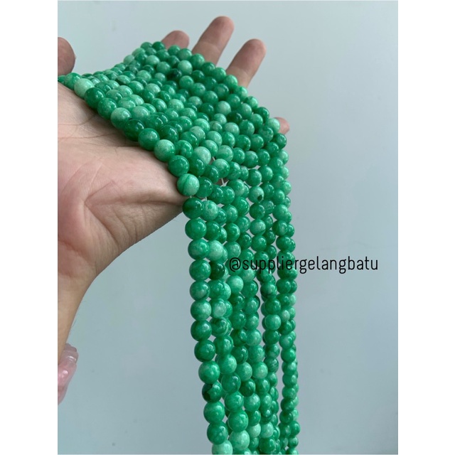 bahan batu giok taiwan 8mm renceng kalung gelang akik imperial hijau bahan kalung gelang anting strap mask kerajinan tangan craft citayam fashion week etink vintage elegan bali manik crystal