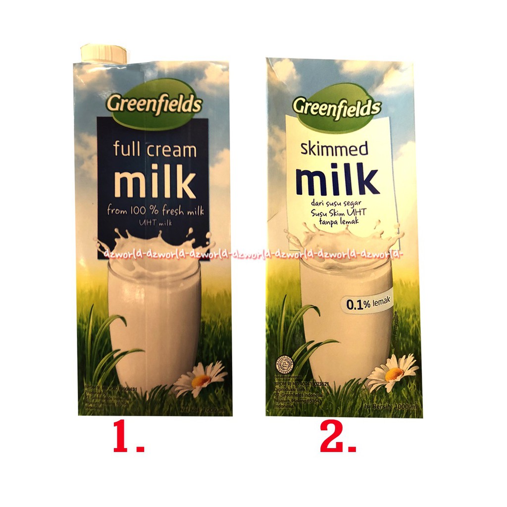 

Greenfields Full Cream Skimmed Milld Susu Uht Siap Minum 1000ml Green Fields 1Liter