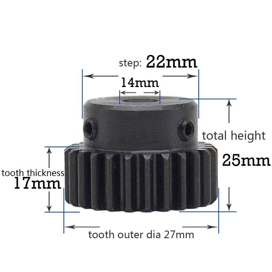 [HAEBOT] Straight Rack Gear Pinion Rackgear 25T 1M B14 14mm Lurus CNC Mesin Spur Module Router Plasma Bore 14 Industri Laser