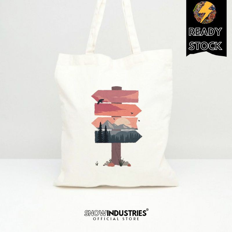 Tote Bag Wanita Pria Kanvas Premium Artsy Wild Oak