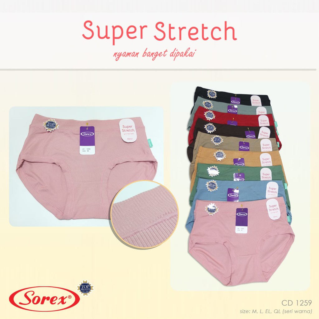 6pcs Celana Dalam Sorex 1259 Super Stretch | CD Sorex Wanita Dewasa | Open Sorex Grosir 6pcs