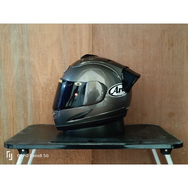 HELM FULLFACE ALA ARAI RX7X GUN METAL SIZE M FLAT VISOR BLACK