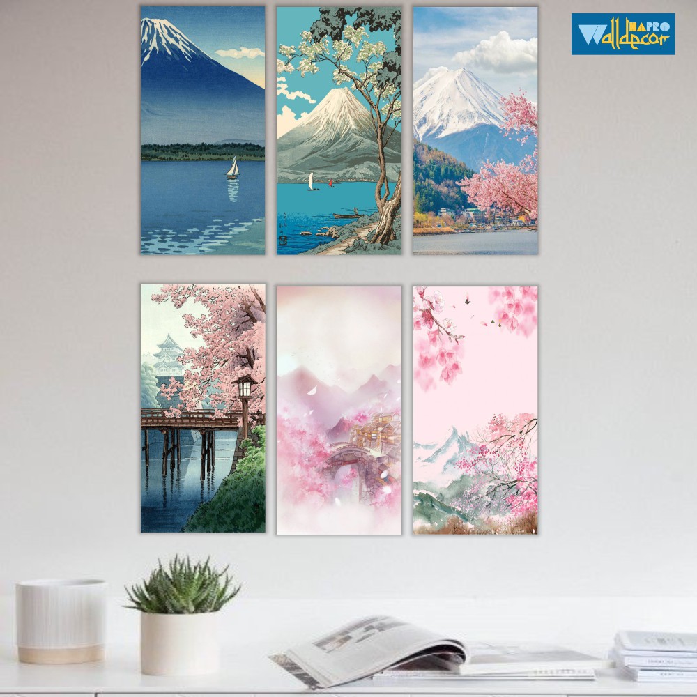 Hiasan Dinding Aesthetic Frame Poster Kayu Dekorasi Ruangan Hiasan Dinding Abstrak Lukisan Jepang