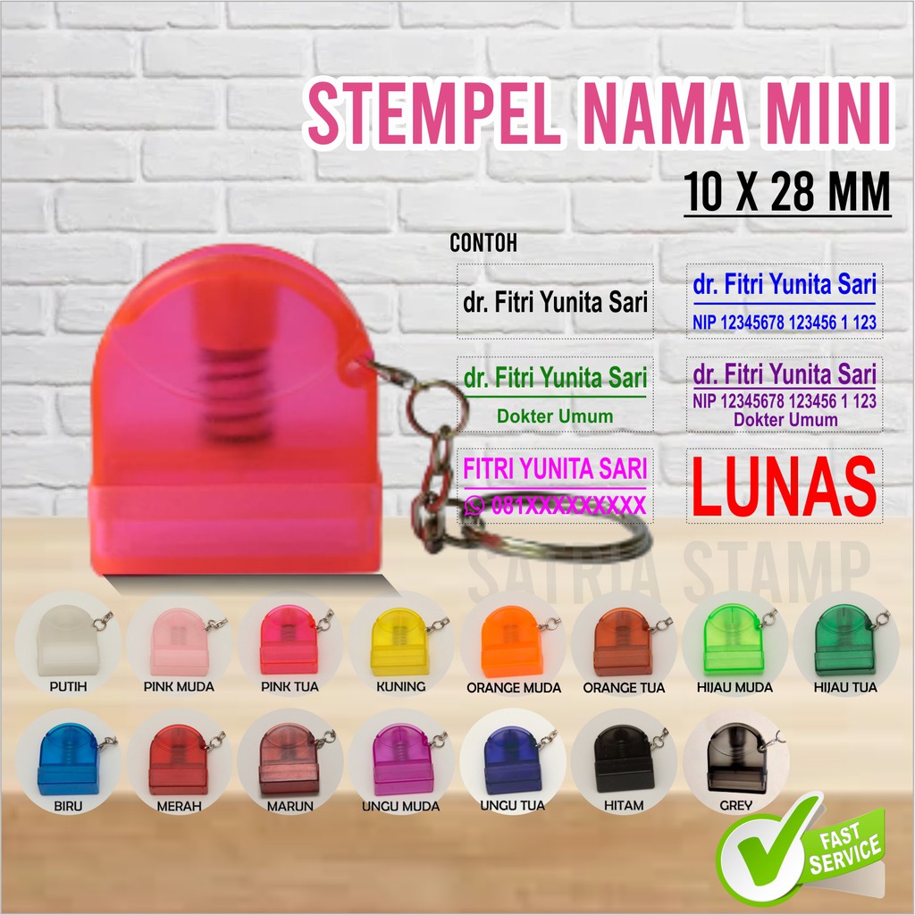Stempel Nama Dokter Bidan Perawat Apoteker HP WA Stampel Usaha Toko Lunas Konter Gantungan Kunci1028