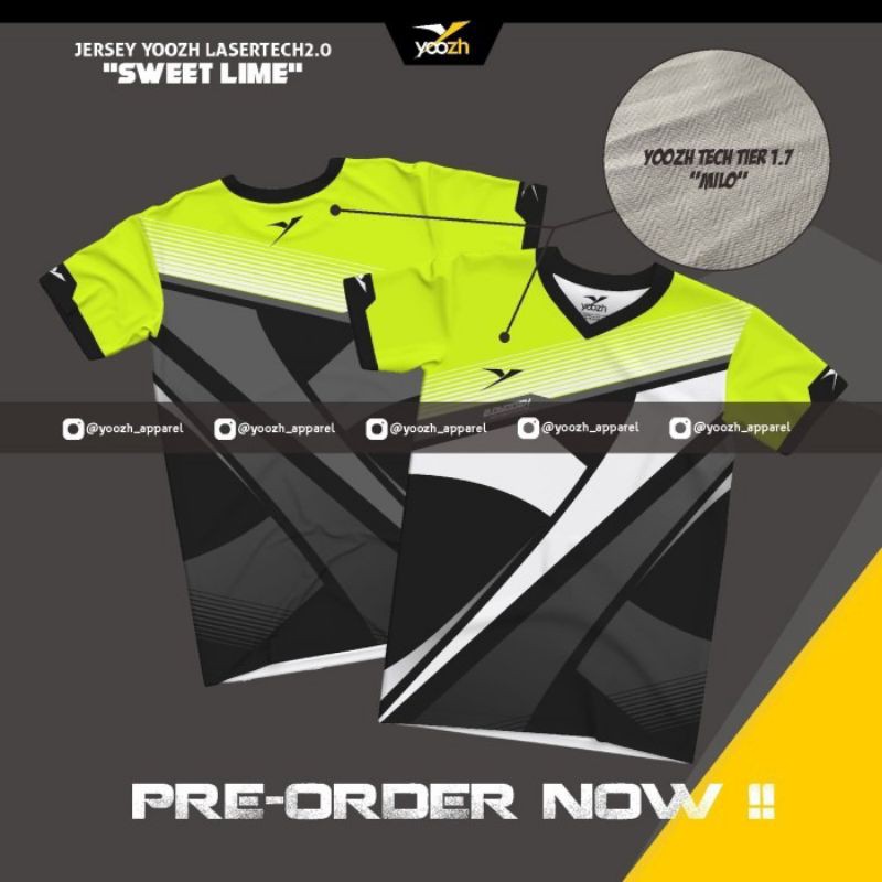 Baju Badminton Original Yoozh Lasertech 2.0 Sweet Lime Gradien Kualitas Import