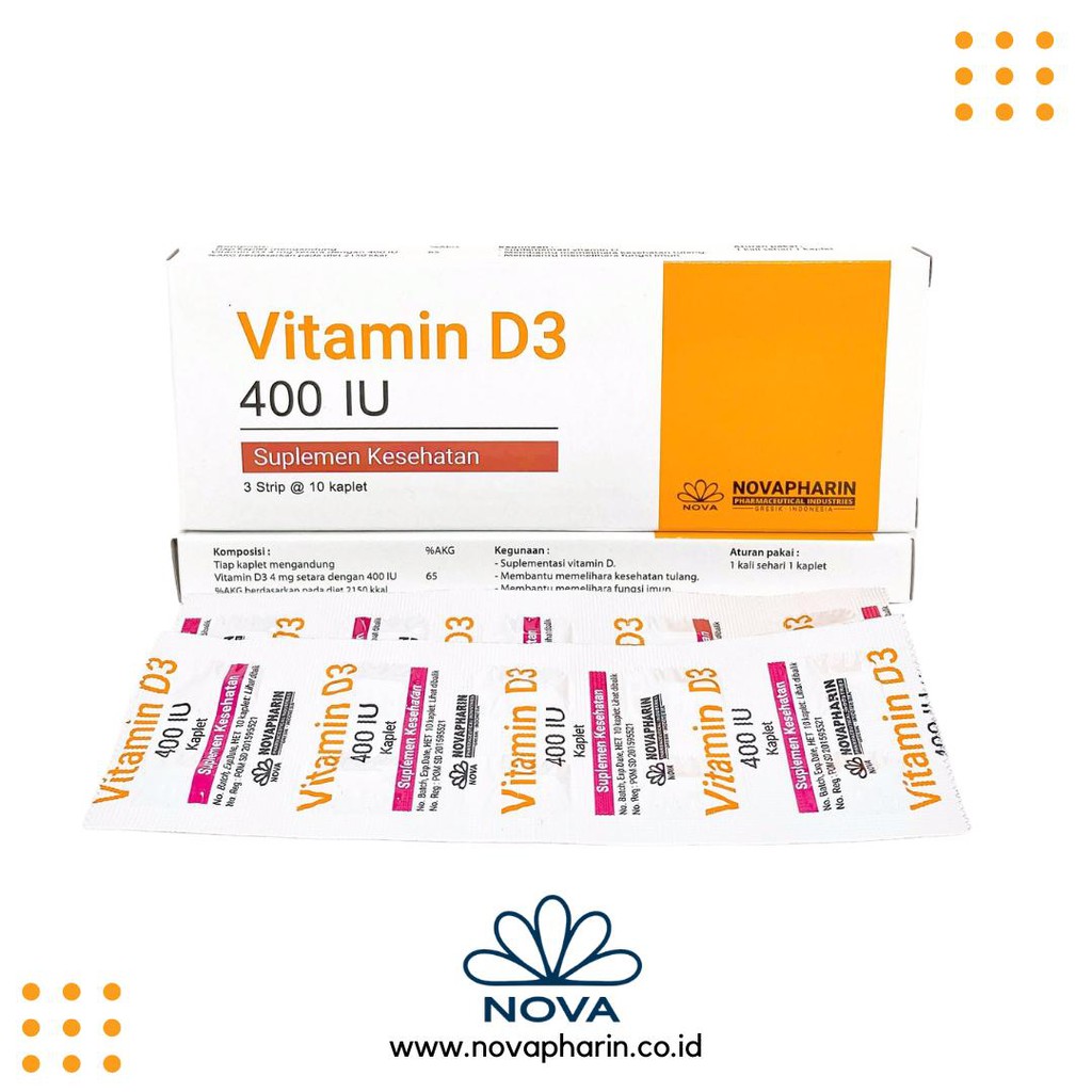 Vitamin D3 400iu Novapharin 1 Box Isi 30 Kaplet