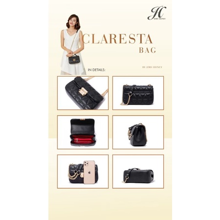 CLARESTA BAG JIMSHONEY ORIGINAL TAS SELEMPANG WANITA IMPORT MURAH FASHION CLUTCH FREE BOX REALPIC