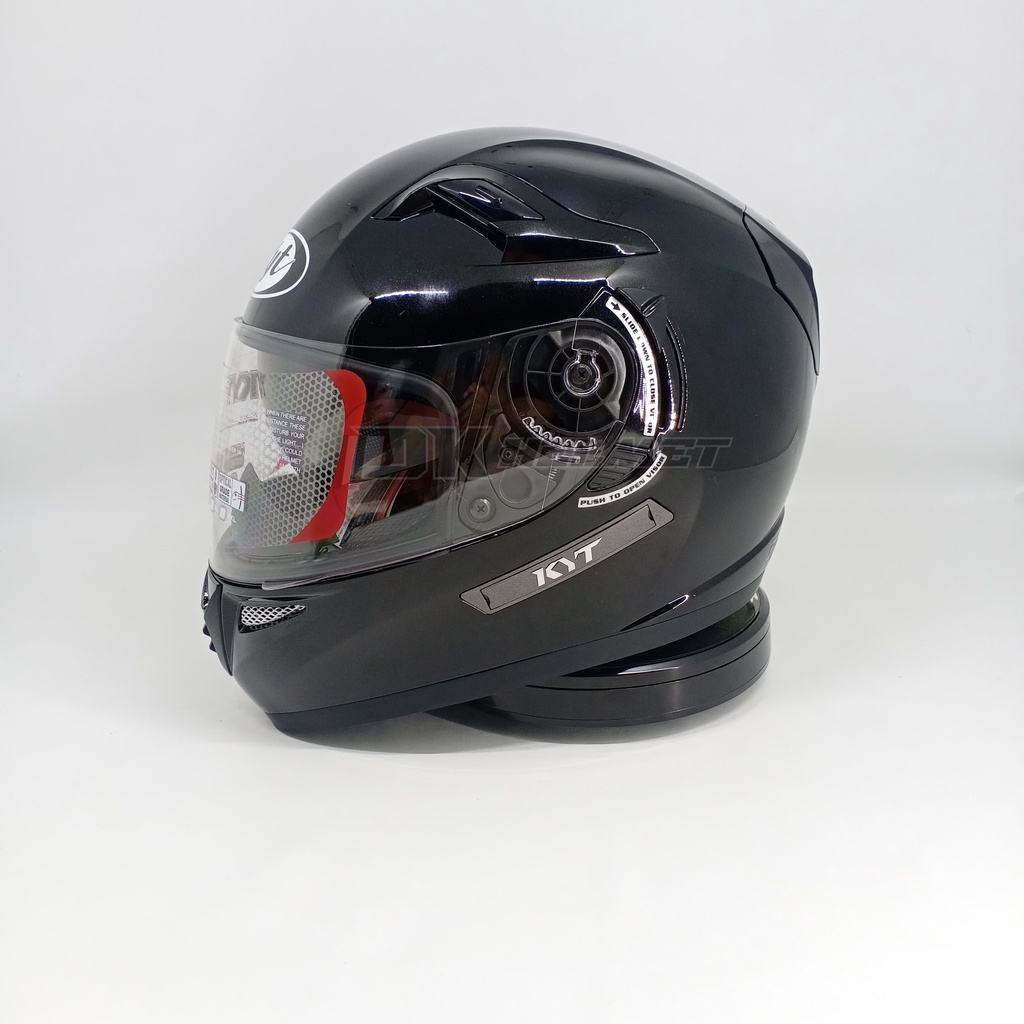 Helm Full Face KYT K2R Solid Black Met Glossy Metallic K2 Rider Hitam Polos Metalik Double Visor Ori
