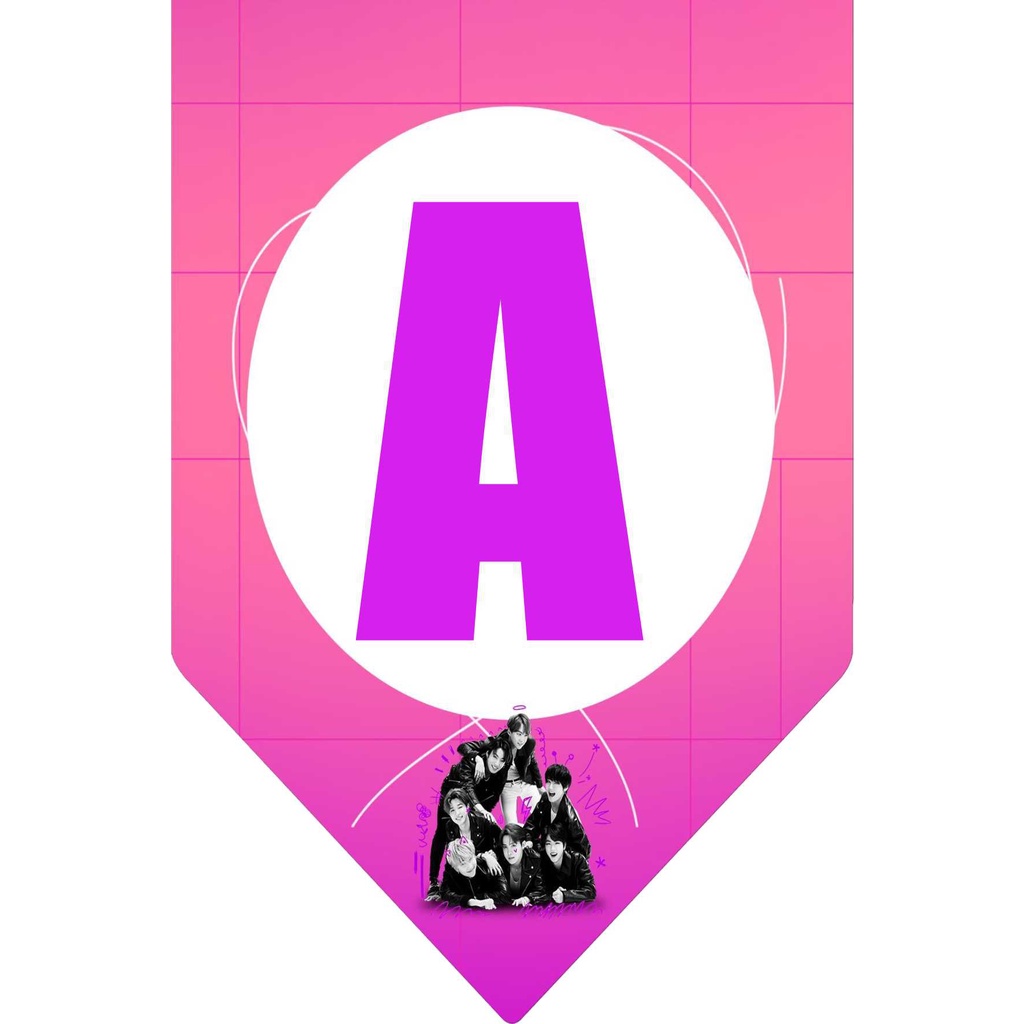 BUNTING FLAG / BANNER FLAG ULANG TAHUN (SATUAN) CUSTOM KARAKTER BTS