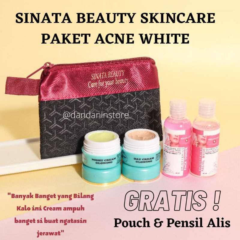 skincare sinata beauty skin care acne glow cream krim paket pemutih perawatan wajah glowing cepat