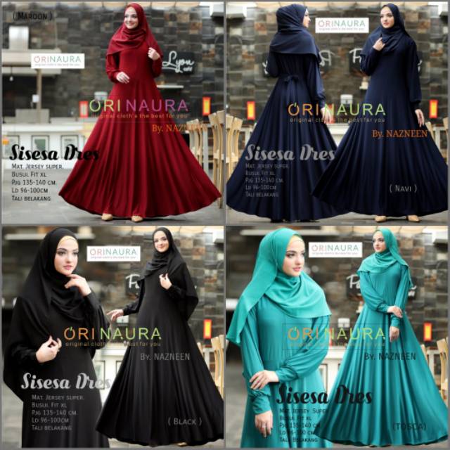 Orinaura sisesa dress gamis syari bahan mat jersey premium ld 98-100 pb 135-140 busui