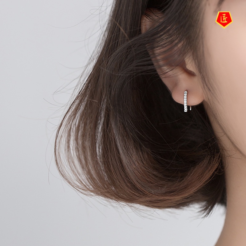 [Ready Stock]Silver Artistic Compact Stud Earrings