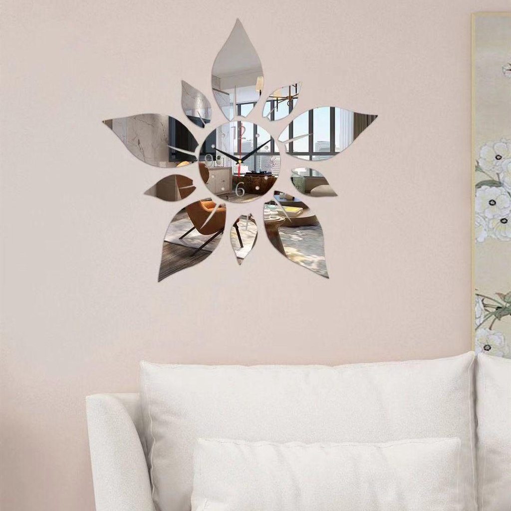 R-flower Mirror Jam Decal Akrilik 3D DIY Gantung Bunga