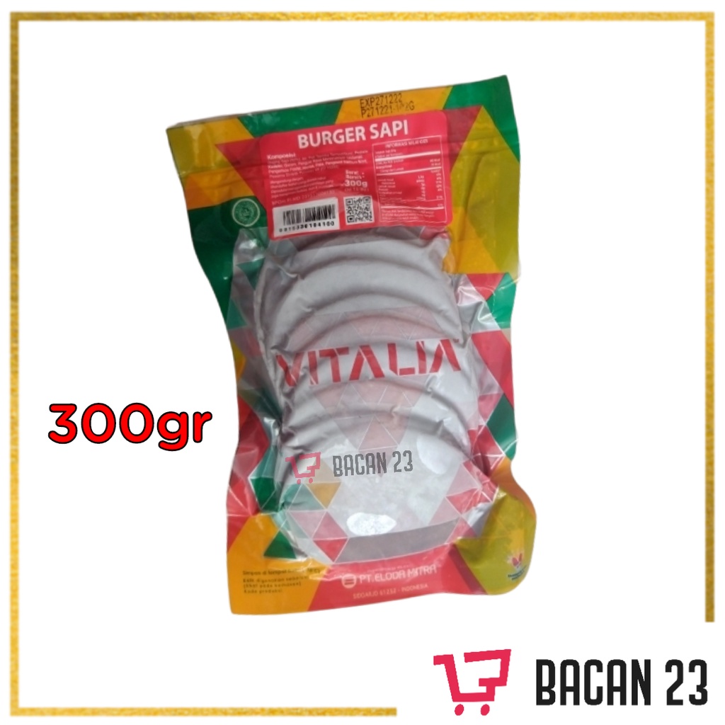 Vitalia Burger Daging Sapi Premium isi 10 pcs ( 300 gr ) / Daging Burger / Beef Burger / Bacan 23 - Bacan23