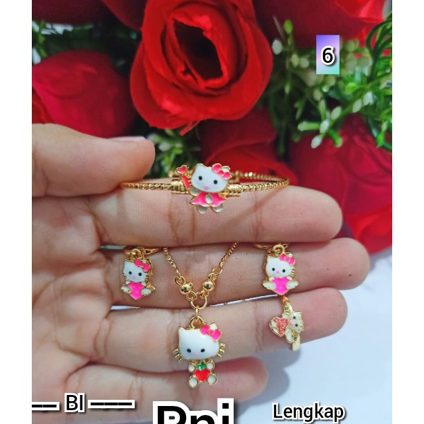 Set Anak Hello Kitty rante mewah ANTI KARAT (COD)