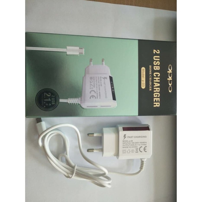 TC Charger Casan OPPO ORI Original 100% 2USB 2.1A / 2A P-03   Grosir