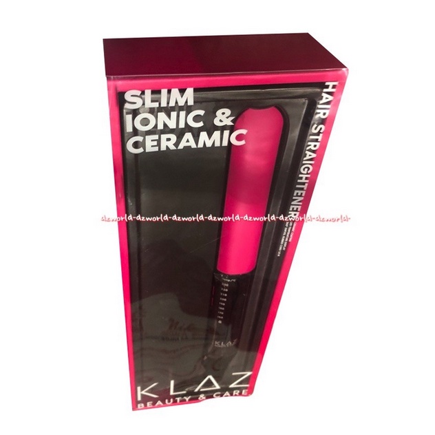 Klaz Straightener Hair Alat Catok Slim Alat Pelurus Rambut Praktis Black Pink Klas Catokan Rambut Klaz Slim Ionic &amp; Ceramic