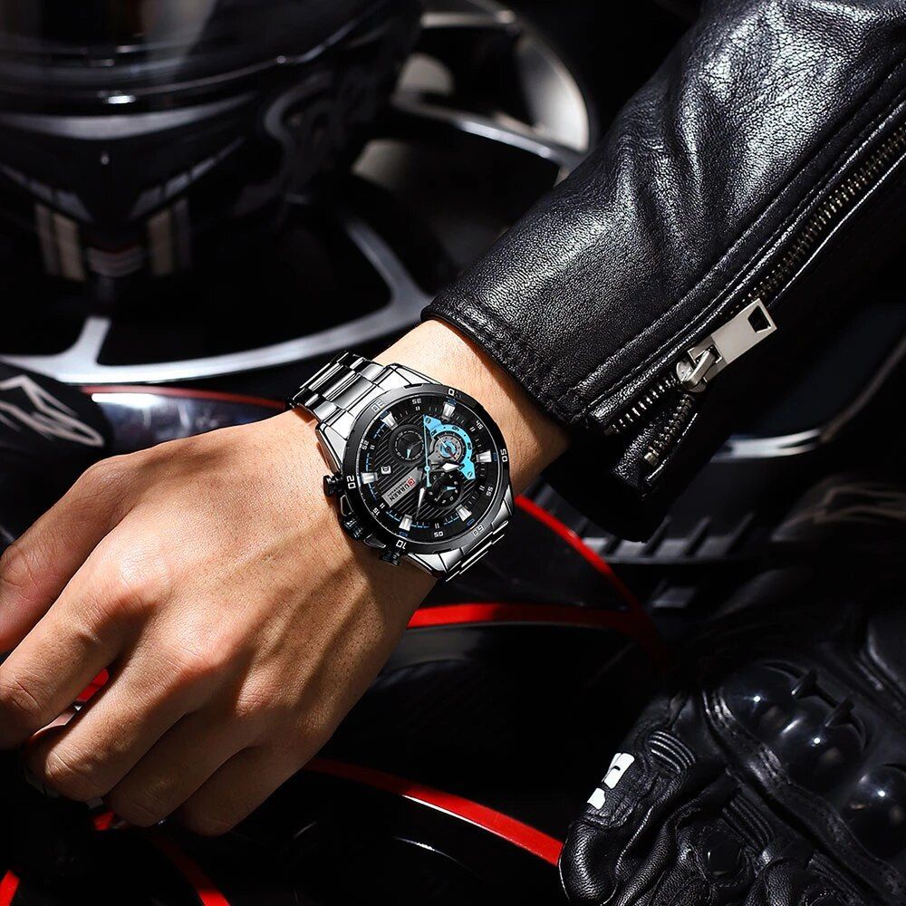 CURREN 8402 Jam Tangan Pria Stainless Steel Chronograph Luminous Hand WK-OS