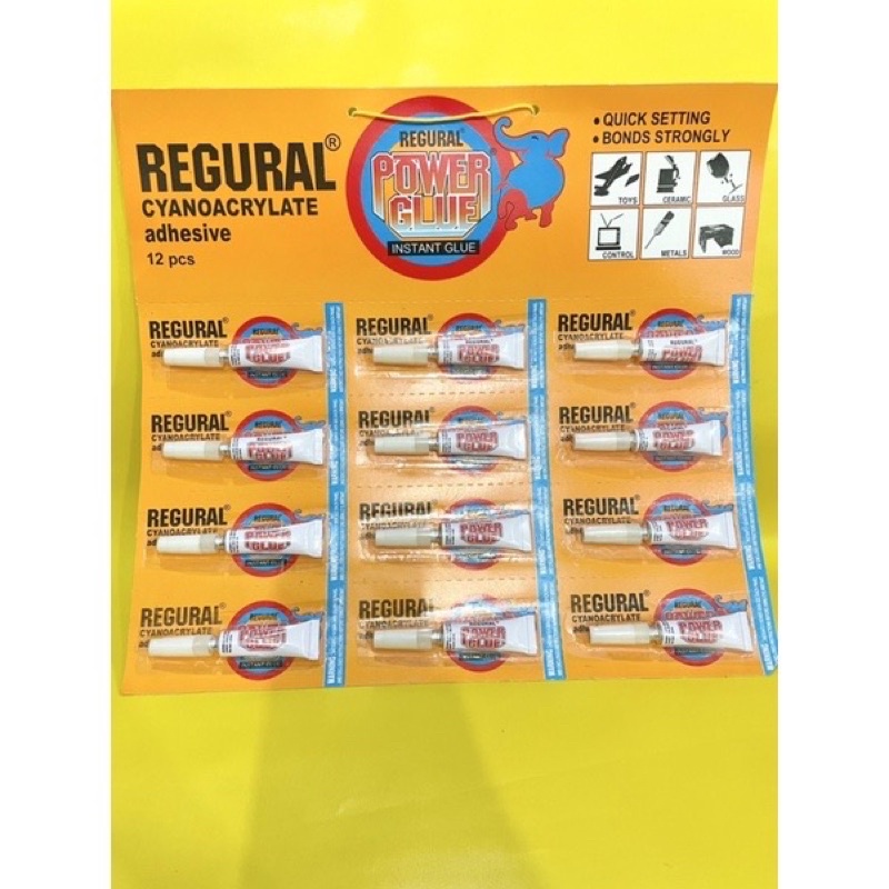 

12pcs / 1 renceng lem besi regural / power glue instant glue / lem metal / lem kaca / lem kayu