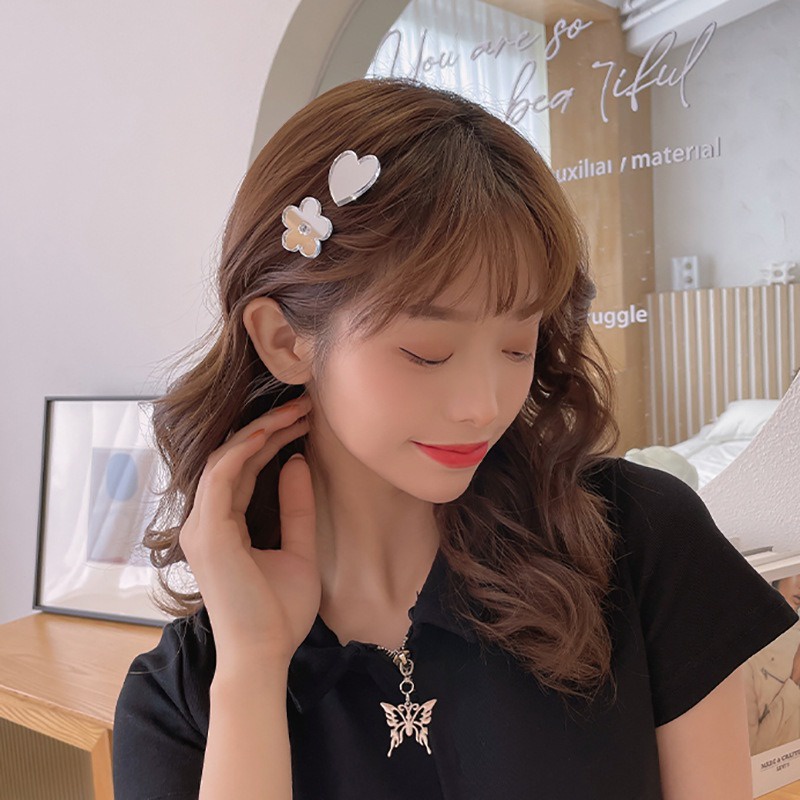 AC057 Jepit Rambut Poni Hair Pin Cermin Simple Korea