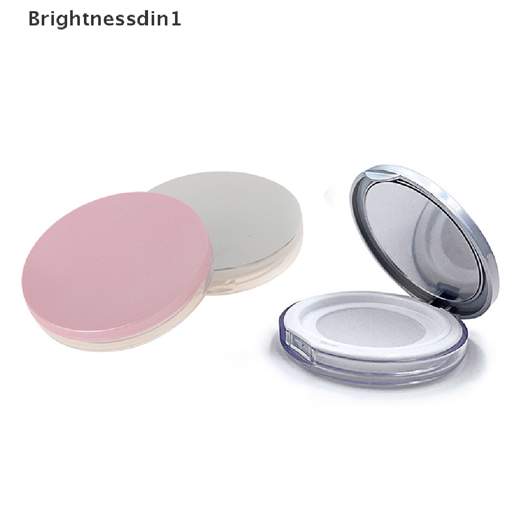 (Brightnessdin1) Botol Kosong Portable Dengan Kaca + Puff Untuk Tempat Kosmetik