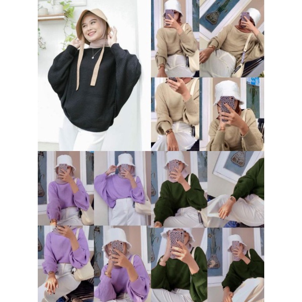 FASHION MUSLIM PAKAIAN WANITA ATASAN SWEATER CARDI CARDIGAN  BATWING KNIT RAJUT MELAR BANYAK WARNA  