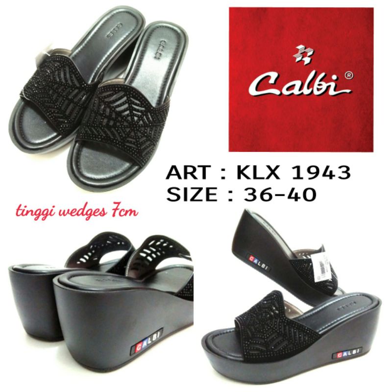 TERBARU SANDAL WEDGES WANITA ORIGINAL BY CALBI KLX 1943 WARNA HITAM SIZE 36-40 TERBARU DAN TERMURAH