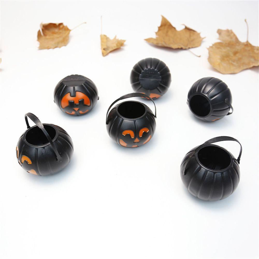 Top 6Pcs Pumpkin Bucket Keranjang Labu Plastik Hadiah Anak Pesta Bucket Props