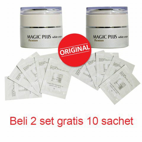 Promo Magic Plus White Cream Premium 35gr 2pcs GRATIS 10 Sachet 3gr DIJAMIN ORIGINAL ASLI Lejel Home
