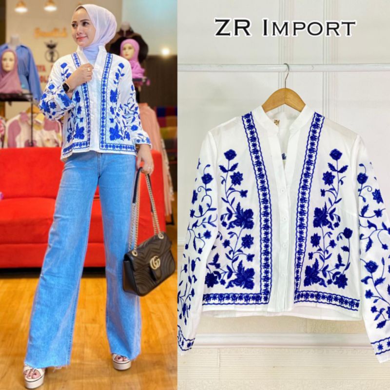 Blouse ZAHRA Import MJS Atasan Katun Bordir Premium