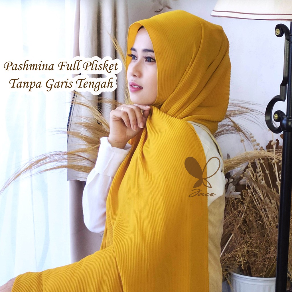 JACE Pashmina Full Plisket Ceruty Babydoll Pleated Shawl 175 x 75 Jahit Tepi