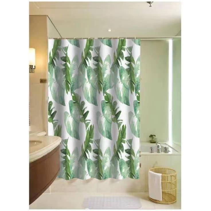 green shower curtain