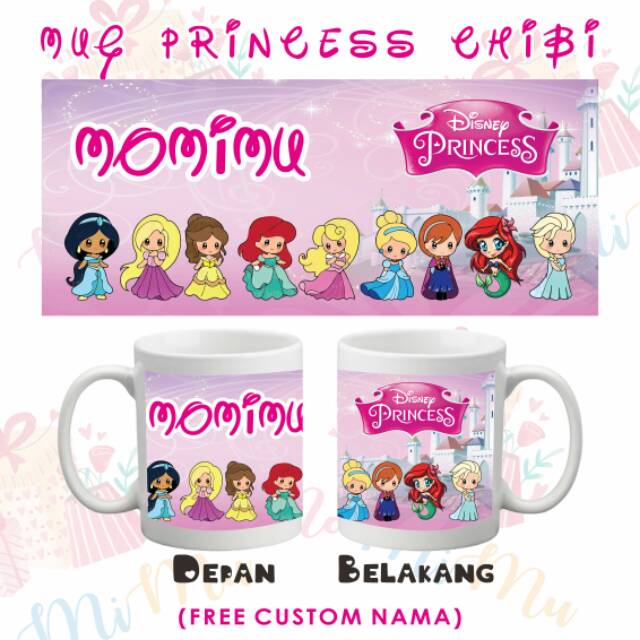 

Mug Souvenir/Kado/Merchandise Custom Nama Karakter Princess Chibi