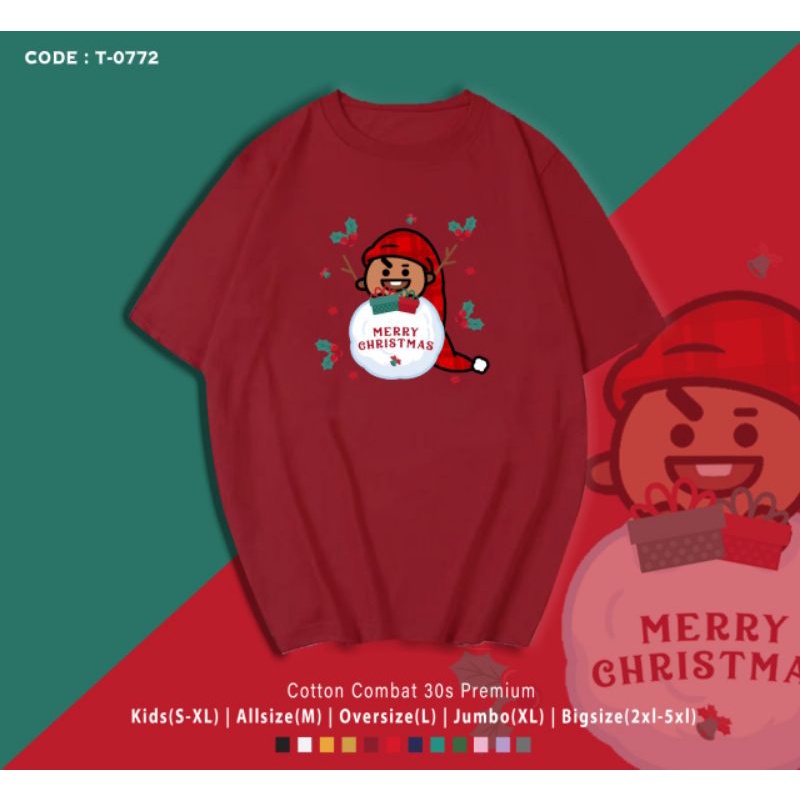 KAOS NATAL BT21 SHOOKY/T-SHIRT MERRY CHRISTMAS SHOOKY BT21