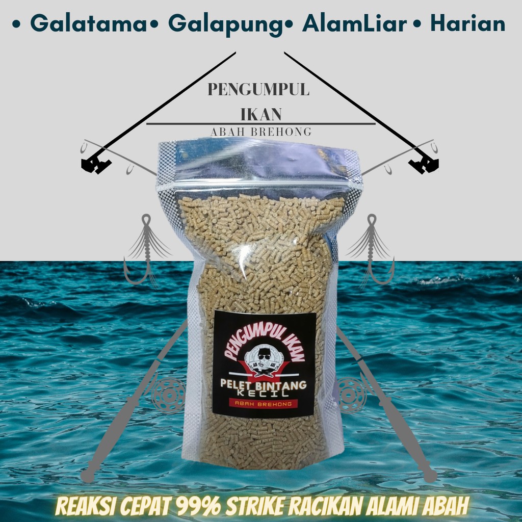 Pengumpul abah Ikan alam kolam  galapung Nila mujair mujaer Mas Bom Pelet Bintang kecil  250gr