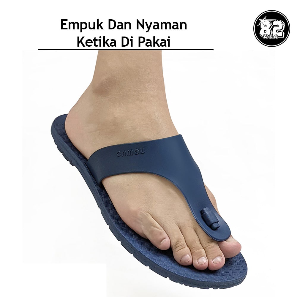 NEW Sandal Jepit Pria Original Karet Anti Slip Casual Eshajorii CAMOU THEO - Biru