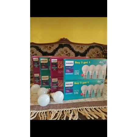 LAMPU PAKET PHILIPS LED 11 WATT MULTYPACK 3 GRATIS 1