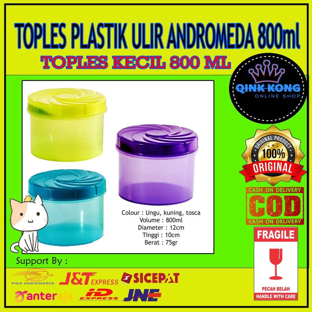 Toples Plastik Ulir 800ml/ Toples Andromeda