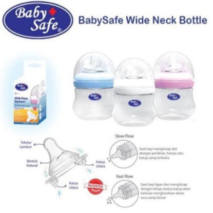 Baby Safe Botol Susu Bayi Wide Neck Milk Flow System WN01 WN02 WNS01/02 WN04 WN05