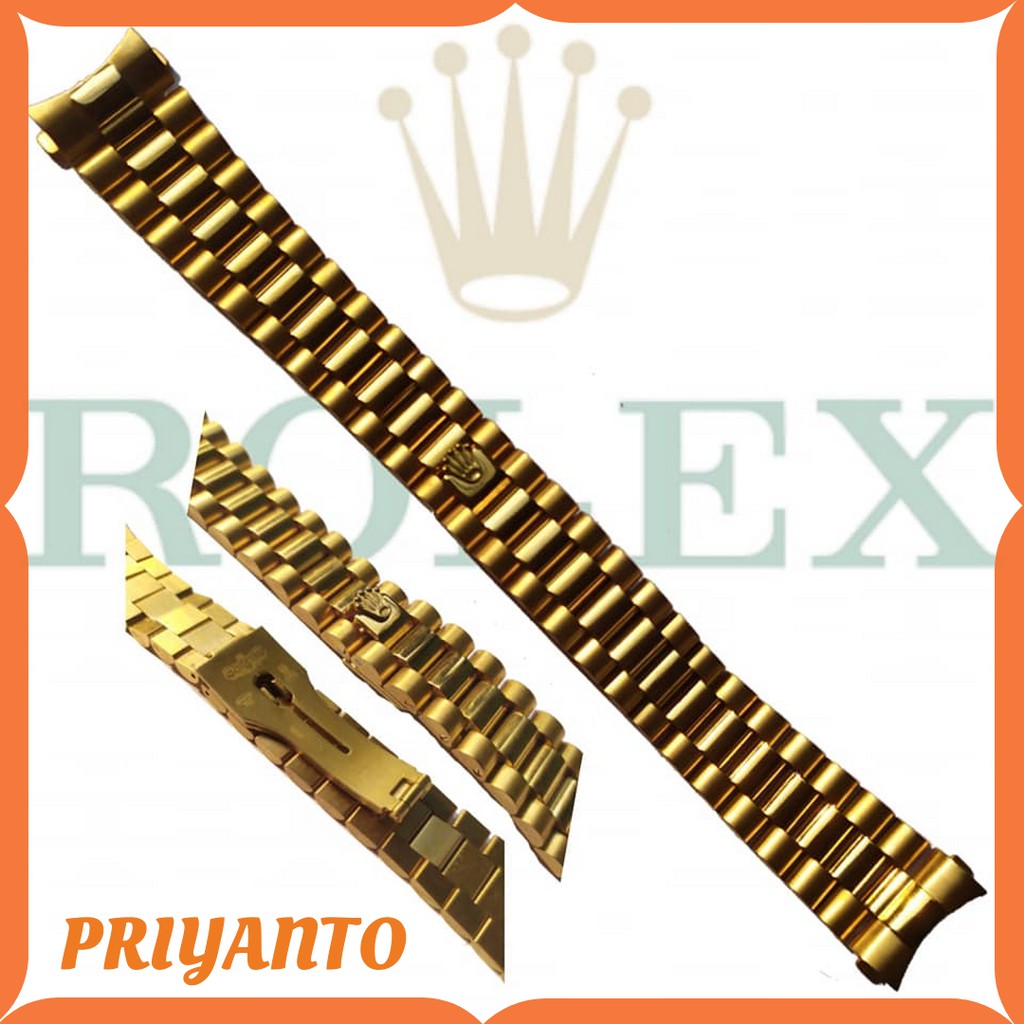 Tali Jam Tangan Rantai  Rolex Resident 20MM Gold Stainless Stell Premium logo