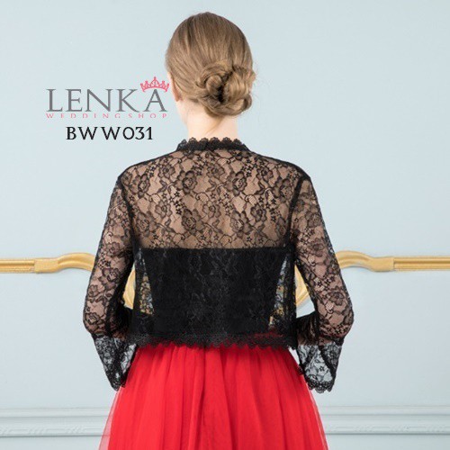 [SIAP KIRIM] BOLERO BROKAT PENGANTIN PESTA WANITA RENDA LACE HITAM BWW031