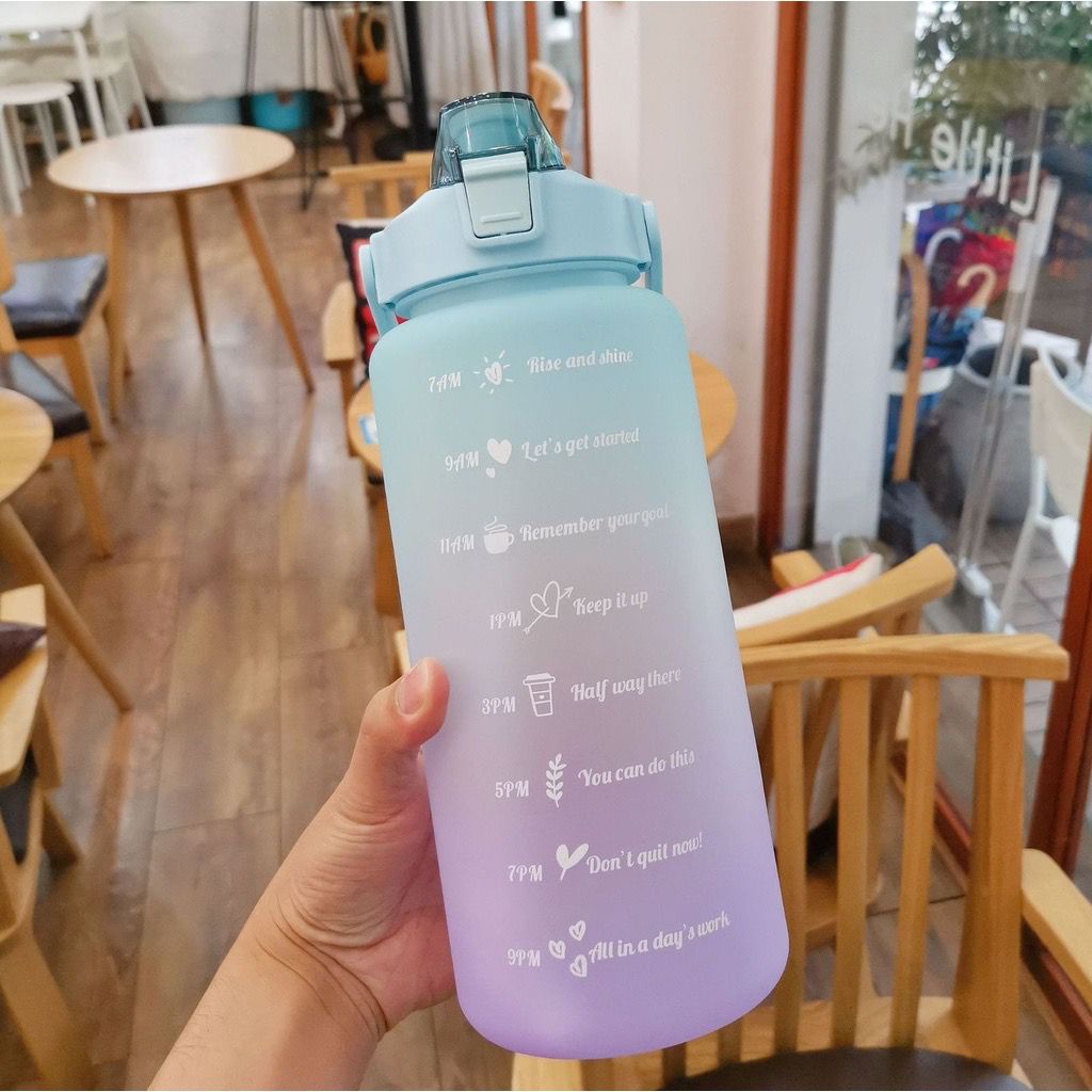 Botol Minum Pelangi 2 Liter 2L (Botol Motivasi Warna Gradasi 2000mL) / 1,3L / 1300 ml