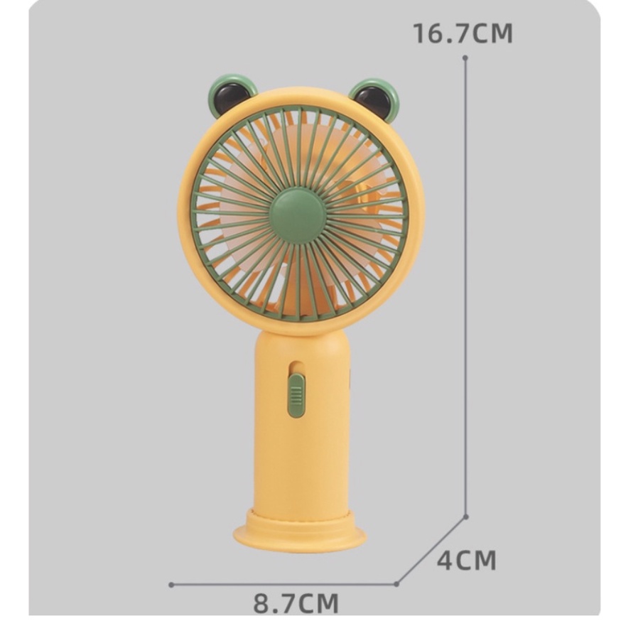 Kipas Angin Tancap Tangan LED Karakter / Kipas Genggam Portable USB Recharge (Standing Mini Fan)