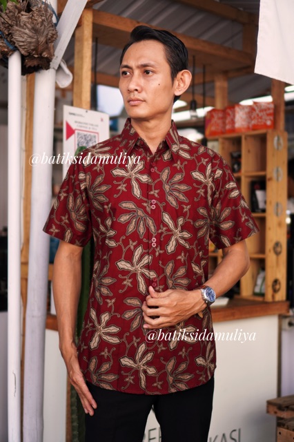 Sidamuliya Batik Kemeja Pria Slimfit Premium Arkananta Lengan Pendek