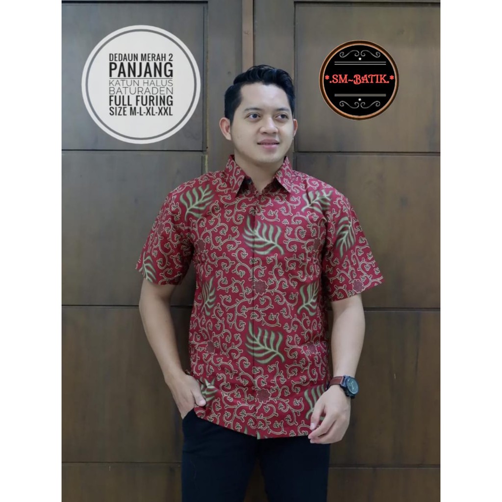 DEDAUN MERAH SM BATIKSOLOAMANAH BAJU KEMEJA BATIK SOLO PRIA LENGAN PENDEK PANJANG LAPIS FURING ATASAN BATIK PREMIUM MODERN KATUN HALUS PARANG KAWIBAWAN PERMANA MERAH BANGAU LEMON PANJI LESMONO NAVY GUNARDO BIMO IJO GUNAWAN GURDO IJO NAGA ABU BINTARA KLA