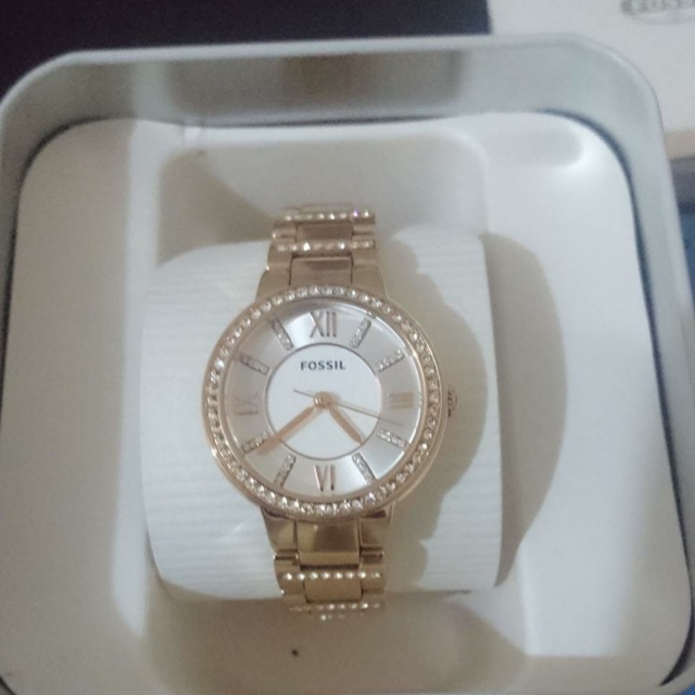 Preloved Jam tangan FOSSIL virginia rose tone ES3284 Murah original preloved