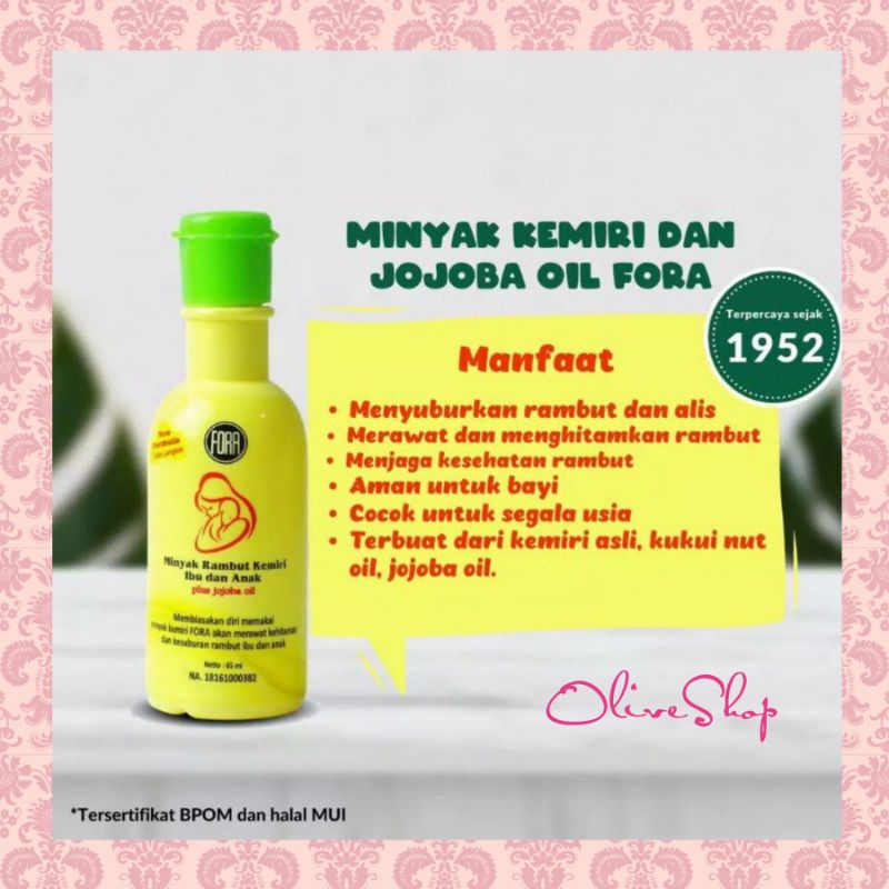 OliveShop ❤️ Fora Minyak Kemiri Murni Jojoba Oil Penumbuh Penebal Menyuburkan Rambut Bayi Anak Alis 65ml