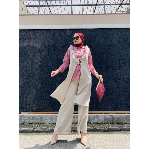 AMARA SET // SETELAN KEMEJA + LONGVEST + KULOT